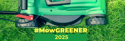 image of battery mower with the MowGREENER title