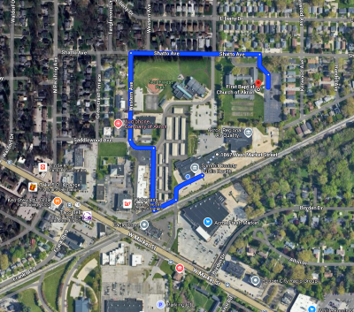 Detour map for main entrance closure.